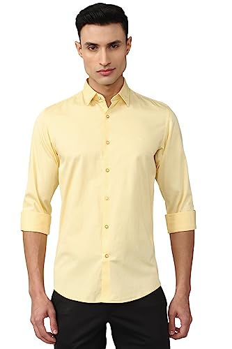 Image of Peter England Men's Slim Fit Full Sleeve Casual Shirt in Twill Weave Cotton