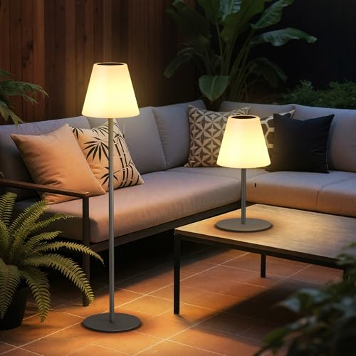 Postlucky Solar Stehlampe Outdoor Dimmbar Warmweiß und RGB Akku Lamp Kabellos 2-in-1 Solarladung&USB Aufladung LED Stehlampe Außen IP44 für Garten...