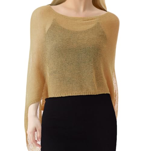 Image of Women Sheer Poncho Shrug Summer Sheer Blouse Top Lightweight Poncho Bolero for Evening Dress