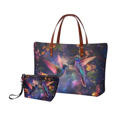 Image of 2PCS Tote Bag for Women Top Handle Purse with Wallet, Hobo Bag Tote Shoulder Bag with PU Cosmetic Bag