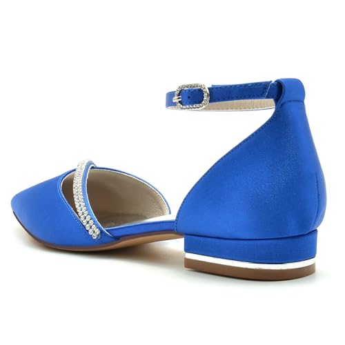 Chaussures plates de mariée en satin premium avec bride strass luxe