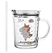 Tasse à Lait Enfant avec Paille,Tasse Enfants avec Paille Silicone,Tasse de Lait pour Enfants,Verre à Boire avec un Couvercle Anti-Fuite Mug,350 ml,Licorne