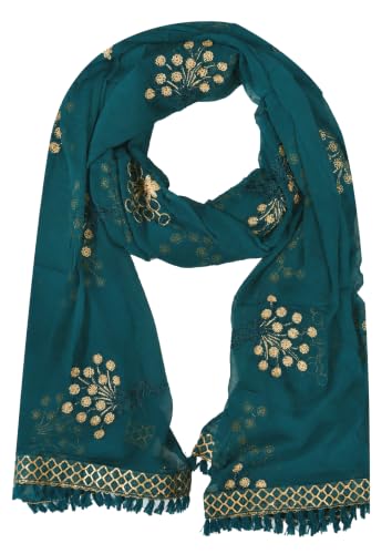 Image of YOUTHQUAKE Heavy Embroidered Work Chiffon Dupatta for Womens & Girls With Fancy Lace