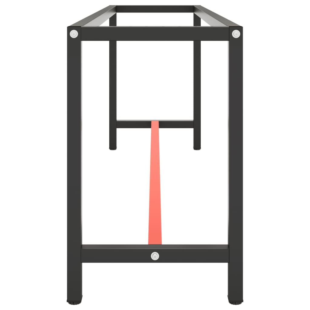 Estructura para banco de trabajo, color negro mate, de metal con recubrimiento en polvo, dimensiones 210 x 50 x 79 cm, patas de mesa con pie de apoyo, agujeros preperforados, para estructura