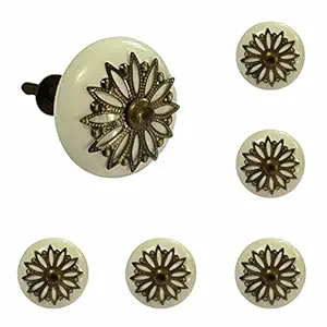 Maison Belle Ceramic Door Knobs - Gold Antique Finish (Size 1.75 INCH, Pack of 6)