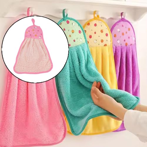 Image of Microfiber Wash Basin Hanging Hand Kitchen Towel - Convenient & Absorbent with Loop for Easy Hanging