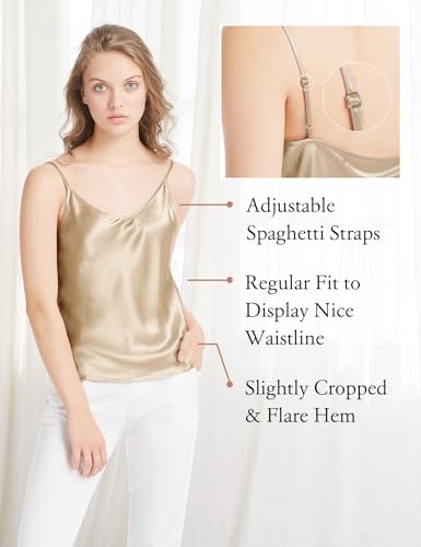 LilySilk Womens Silk Camisole 100% 19MM Mulberry Silk Basic Tank Tops Summer Casual Classic Top Loose4