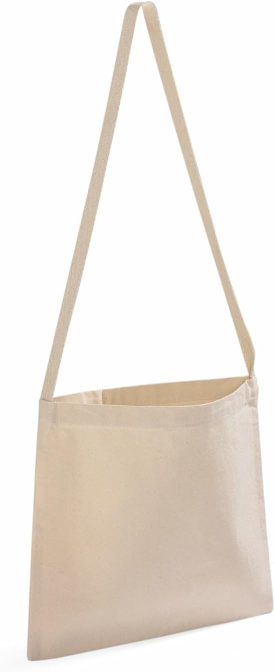 Small Messenger Canvas Tote Bag – 12 Pcs Durable Canvas Bags with Long Shoulder Straps for Work, Travel, & Daily Use - Image 3