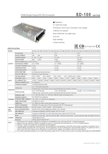 Convertisseur DC-DC 12V vers 24V 100W SD-100A-24 alimentation à découpage stable