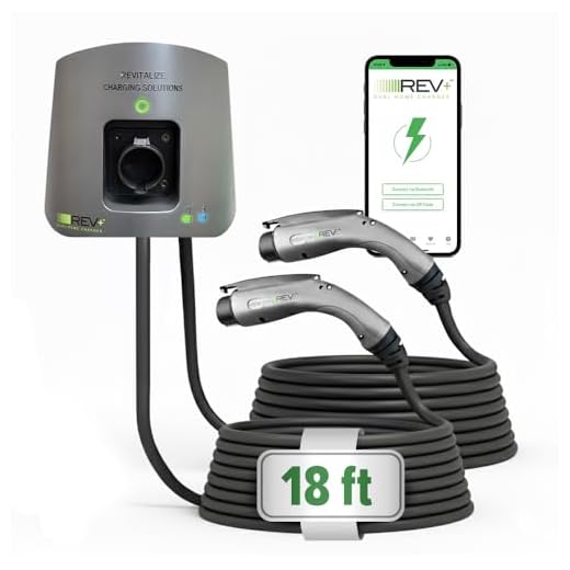 REV+ Dual-Port, Level 2, Electric Vehicle Smart Charger, 50 Amps, WiFi/Bluetooth, UL Listed, Mobile App Integration (18' Charging Cord)