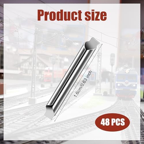 48Pcs Universal HO Scale Rail Joiners for C Track, Nickel Silver Train Track Accessories Model Railway Electrical Connectors - 1
