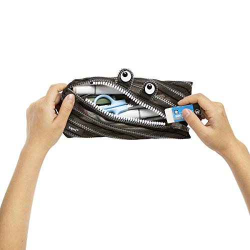 Image of ZIPIT Monster Pencil Case for Boys, Holds Up to 30 Pens, Machine Washable, Made of One Long Zipper! (Black Mesh)