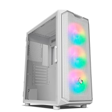 Gabinete Gamer Pichau Gadit L, ARGB, Mid-Tower, Lateral de Vidro, Com 3 Fans, Branco, PG-GDLWH-ARGB01