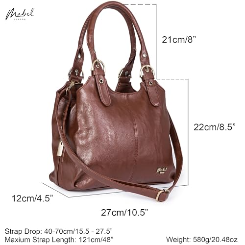 Mabel London Shoulder Bag for Women – Faux Leather Lightweight Crossbody Handbag – Vegan Everyday Handbag with Zipped Compartments – Ideal for Work, Travel & Casual Outfits - Image 4