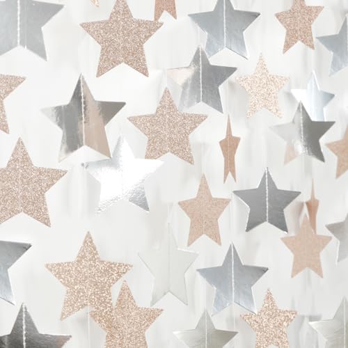 Image of Champagne Glitter-Silver Party-Decorations Birthday Garland - 62ft Twinkle Little Star Hanging Streamers Banner,Boho Wedding Bridal Baby Shower Disco Christmas Bachelorette Engagement Decor Hugtmr