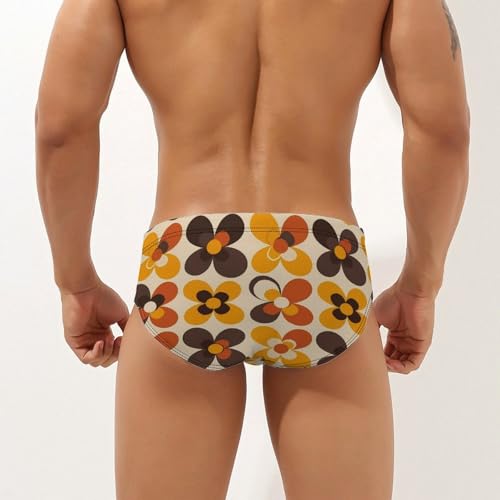 Seventies Geometric Vintage Pattern Flower Mens Swim Briefs Bikini Swimwear Print Beach Shorts Sexy Swimsuit2