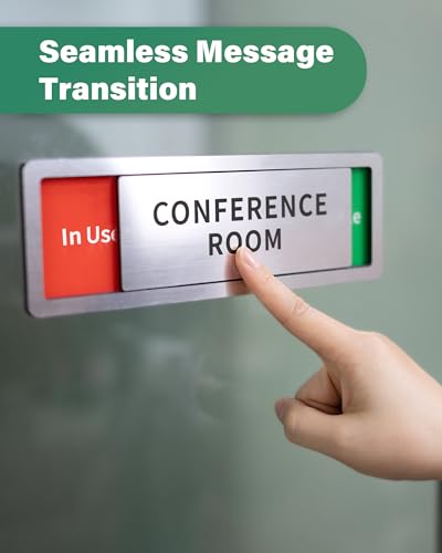 Conference Room Office Door Signs Do Not Disturb, In Use/Available Slider Sign for Home Office Wellness Conference Vacant Occupied Privacy Sliding Door Sign,Brushed Silver - Image 6