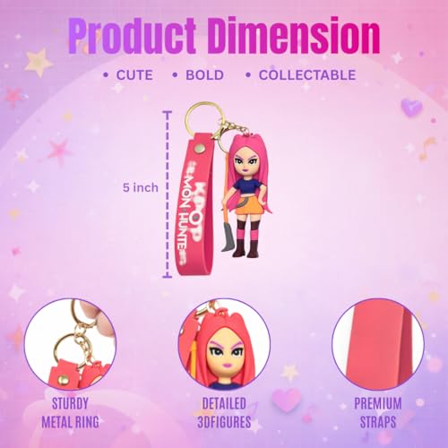 Image of Wanna Party Korean Pop Demon Hunterz Cartoon Keychains, Mira Keychain for Boys and Girls, Cute Backpack Key Chain Accessories Wristlet chain Return Gift Items for Boys & Girls