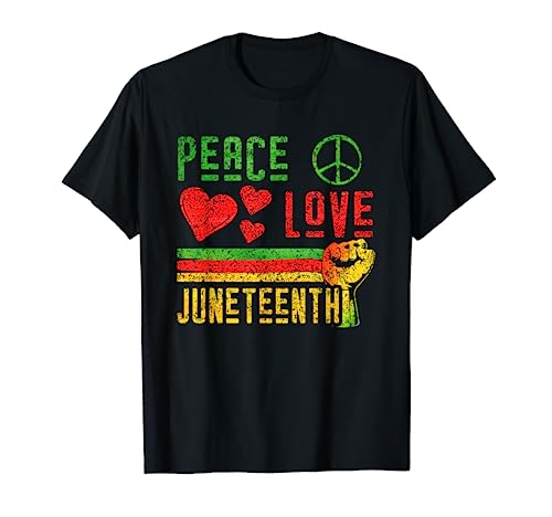 Paz Amor Juneteenth Americano Negro 1865 África Estados Unidos Camiseta