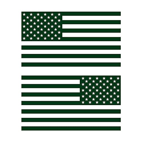 Image of American US Flag [Pick Color /Size] Vinyl Decal Sticker for Laptop /Car /Truck /Window /Bumper (3.5in Subdued Pair, Matte Dark Green)