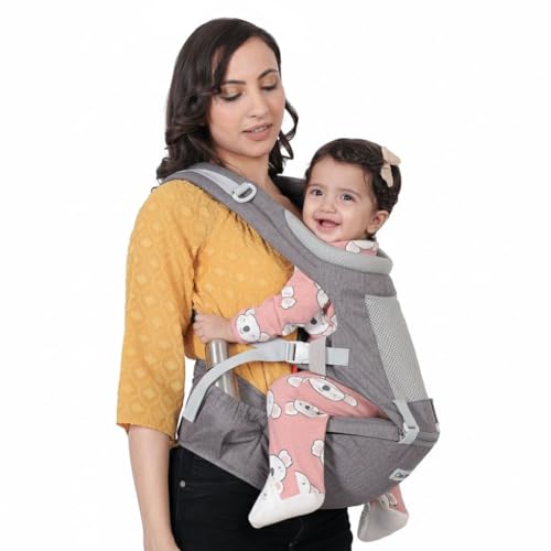 Image of Baby Carrier with Hip Seat, Ergonomic 4 in 1 Carrier Positions, Newborn to Toddler Adjustable Baby Carrier for 4-36 Months, Comfortable Padded Straps, Supports Up to 15 kg (Grey)