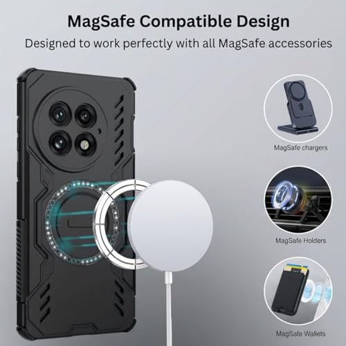Image of ShieldTech Back Cover Case for OnePlus 13R 5G | 360 Protection Mobile Phone Case Mag-Safe | Camera Protection | Back Cover for 1 + OnePlus 13R 5G / One Plus 13R 5+G - Black TPU+PC
