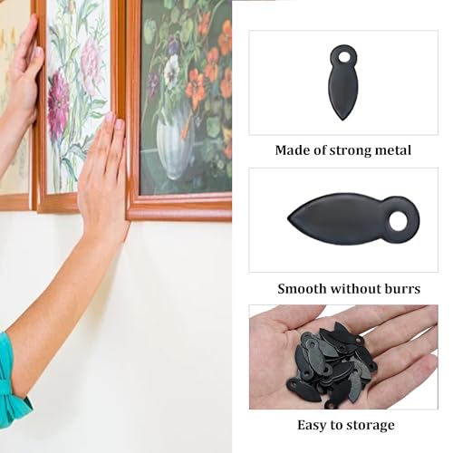 Image of 100Pcs Picture Frame Turn Button Fasteners with Screws, 9x25mm Metal Photo Frame Hardware Backing Clips for Hanging Pictures, Posters, Drawing Crafts - Black