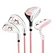 KVV Junior Complete Golf Club Set for Kids/Children Right Hand, 5-7 Years Old 4-Piece Set Includes 4# Hybrid, 7# & 9# Irons, Putter, Head Cover and Portable Golf Stand Bag(Pink 5-7)