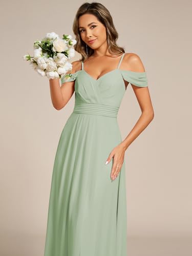 Image of Ever-Pretty Women's V Neck Pleated Sleeveless Chiffon Floor Length A Line Bridesmaid Dresses 02354
