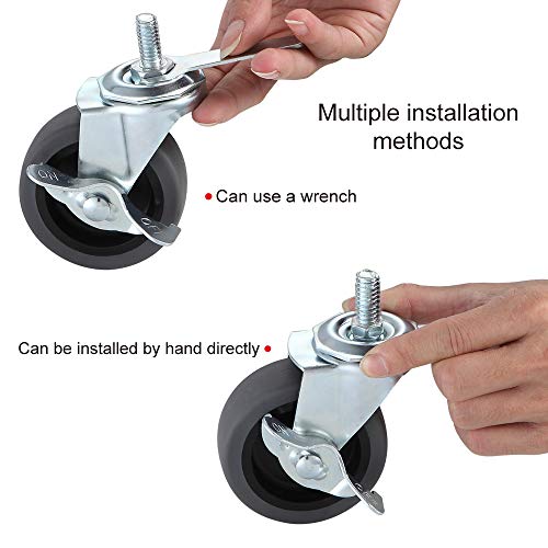 caster wheels 334 locking swivel stem casters set of 4 3834-16 x 1 screw diameter 3834 length 134 rubber casters with 360 degree no noise wheels for furniture