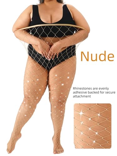 Image of Plus Size Fishnet tights Glitter stockings Sparkly Pantyhose Leggings for women-Big Mesh