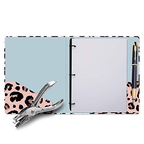 Image of 3 Ring Binder 1 Inch Ring, Fashion Design Binder for School, Home, Students, Women, Cute Custom Pattern with Hold Letter Size Interior Pockets,Leopard