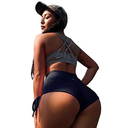 Yeyamei Yoga Shorts for Women high Waist Women's Yoga Shorts with Pockets- High Waisted Workout Shorts for Women Navy