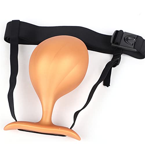 HCUDFN Plug anale in silicone con sfera in acciaio, dildo indossabile, plug anale con cintura a imbracatura, grandi perle anali, dildo anale dilatatore, giocattoli sessuali for donne e uomini(Schwarz-