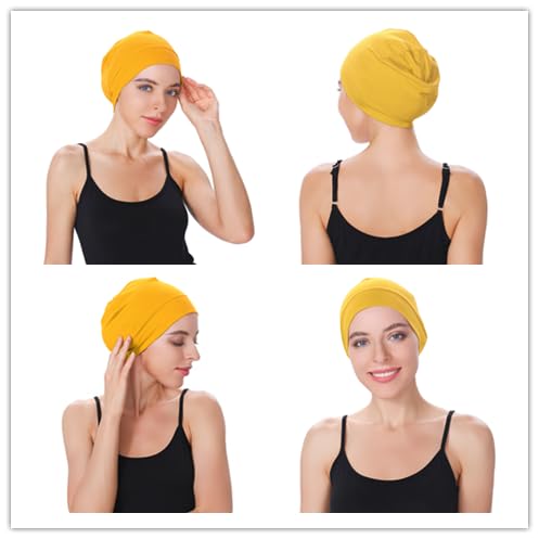 Image of Headshion Cotton Skull Caps for Men Women,2-Pack Lightweight Beanie Sleep Hats Breathable Helmet Liner