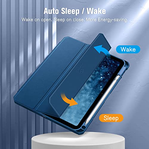 Fintie Hybrid Slim Case For Ipad 10Th Generation 10.9 Inch Tablet (2022 Model) - [Built-In Pencil Holder] Shockproof Cover With Clear Transparent Back Shell, Auto Wake/Sleep, Marine Blue #TOP2