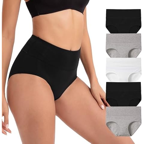 INNERSY Womens Briefs High Waist Cotton Maternity Pants after Birth Black White Knickers 5 Pack Cover