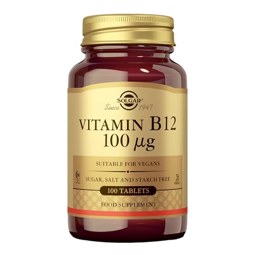Solgar Vitamina B12 100 µg – 100 Comprimidos | Energía, Sistema Nervioso y Glóbulos Rojos | Apta Veganos | Sin Gluten ni Lactosa | Alta Pureza