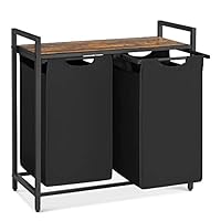 Vuile wasmand, wasmand, 2 vakken, met 2 x 56 liter verwijderbare Oxford Vuile wasmand, wasmand, 2 vakken, met 2 x 56 liter verwijderbare Oxford