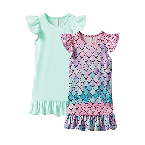 Mud Kingdom Girls Nightgowns Flutter Short Sleeve Nightdress Sleepwear Casual Summer
