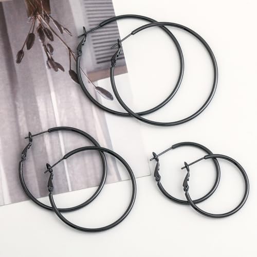 Image of DAILY VIBES Simple Big Thin Hoop Earrings for Women Trendy, 3 Pairs | 925 Sterling Silver Post Large Hoops, 14K Gold or Silver Plated Loop, Hypoallergenic Hoop Earrings Set