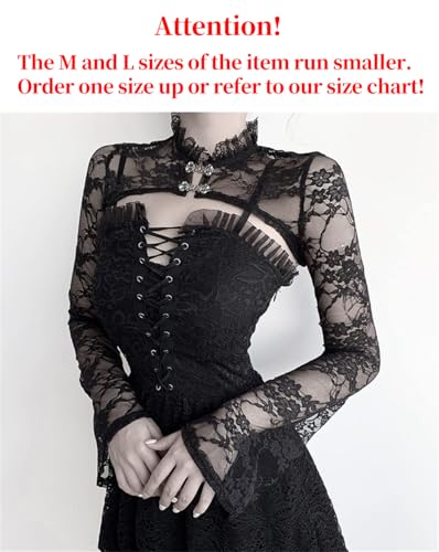 Image of Bolero Shrug Top Trad Goth Black Shawls and Wraps for Evening Dresses Short Cardigan