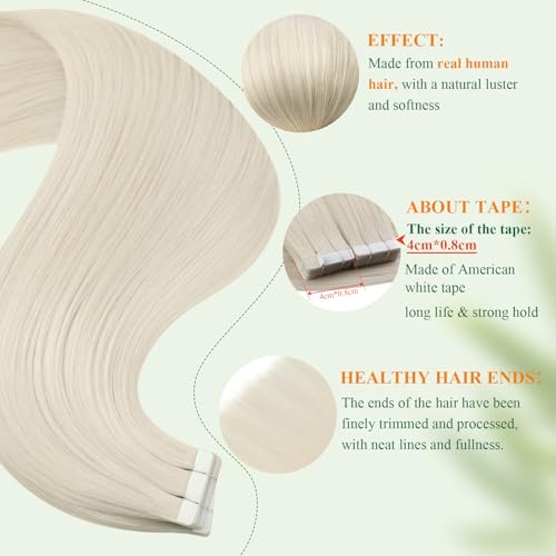 Extension cheveux naturel adhesif pour corriger un manque de volume 40 bandes blond #1000