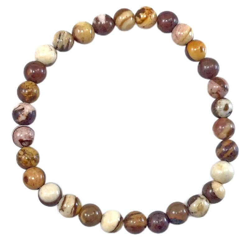 Bracelet de luxe en jaspe brun naturel LKBEADS perles polies de haute précision 6mm