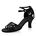GetMine Women's Professional Latin Dance Shoes Satin Salsa Ballroom Wedding Dancing Shoes 2.4'' Heel Black