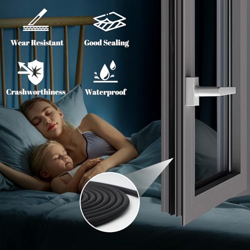 12mm x 5m Dichtung Schaum Rundschnur, Dichtungsband für Türen Fenster, Moosgummi-Wetterdichtungsstreifen, Moosgummi Dichtung, Runde Fugen Dichtschnur, Schalldichter Dichtungsstreifen für Spalt Füllung