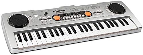 aPerfectLife 49 Keys Piano Keyboard for Kids Multifunction Portable Piano Electronic Keyboard Music Instrument for Kids Early Learning Educational Toy (Silver)