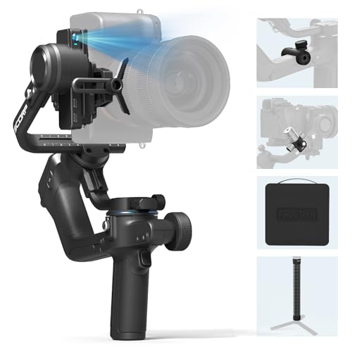 Feiyutech SCORP 2 KIT [Officiel] Stabilisateur Appareil Photo,Stabilisateur 3 Axes pour Appareil Photo DSLR/Mirrorless,Tracker AI Intégré,Montage Vertical,avec Mallette de Transport,Tige d'extension