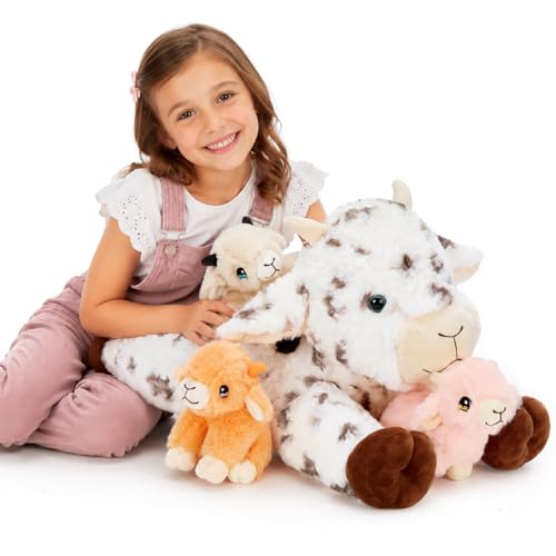 Tezituor Large Lamb Stuffed Animal Toys Sets, 4Pcs Spot Lamb Plush Set