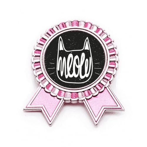 Broche chat mewing cat rose en métal pour personnaliser un sac ou une veste